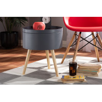 Baxton Studio SR1703018-Dark Grey-NS Jessen Mid-Century Modern Gray Wood Nightstand with Removable Top